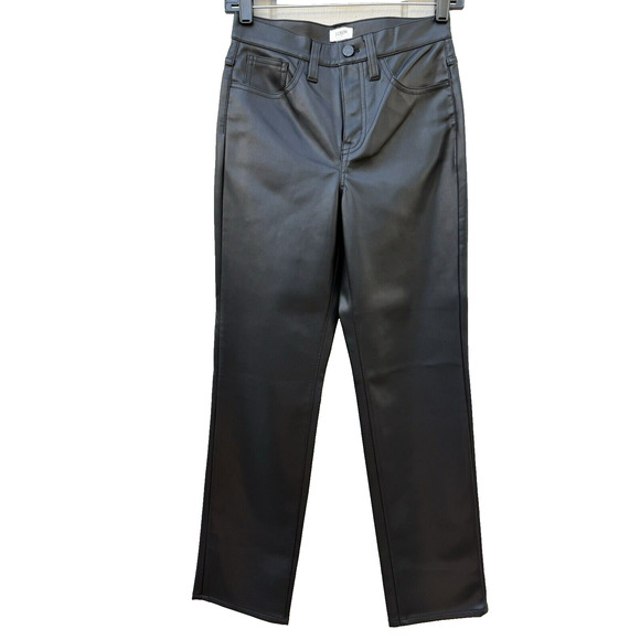 NWT J. CREW Women's Faux Leather Pants Size 25 High Rise Straight Leg Demi Boot - Picture 1 of 10